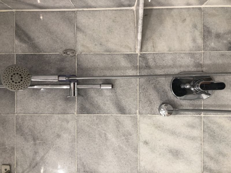 Shower with Space-Saving Fixtures